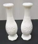 Vintage Milk Glass Bud Vase Star Burst/Snowflake Set of 2