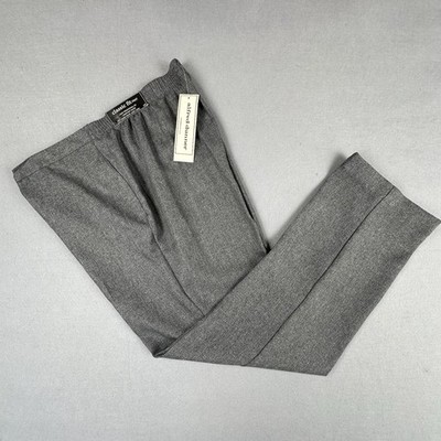 NWT Alfred Dunner Women's Size 10 Gray Classic Fit Pull-On Herringbone Pants