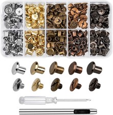 100 Sets Chicago Screws for Leather Crafting 7/20 Inch, 5 Colors of Rivets for L