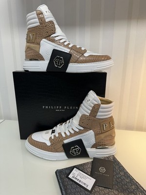 PHILIPP PLEIN PHANTOM PLATIN ORIGINAL NEU SNEAKER Gr 47 beige COCCO HI TOP KICKS