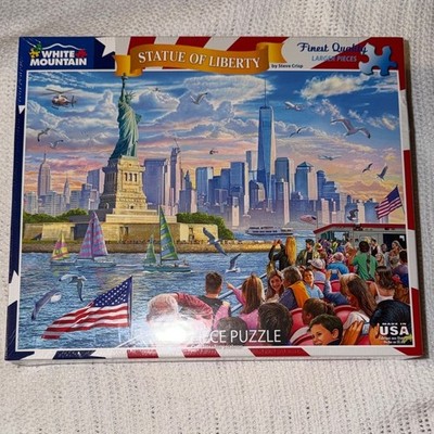 White Mountain Statue of Liberty Puzzle - Vibrant Blue and Red NEW Sealed