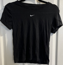 Nike Women's Black Logo Crew Neck Short Sleeve Slim Stretch T-Shirt S