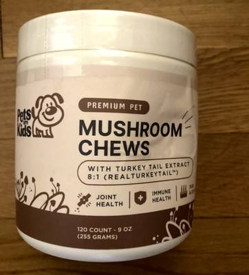 Pets are kids Turkey Tail Mushroom dogs organic real turkey 120 chews dog 4/27
