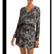 Rails Jasmine Mini Dress Womens Large Slate Tie Dye Smocked Waist Boho Fesitval