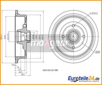 2 St. Bremstrommel Maxgear 19-1348 Hinterachse FüR Audi 80 90