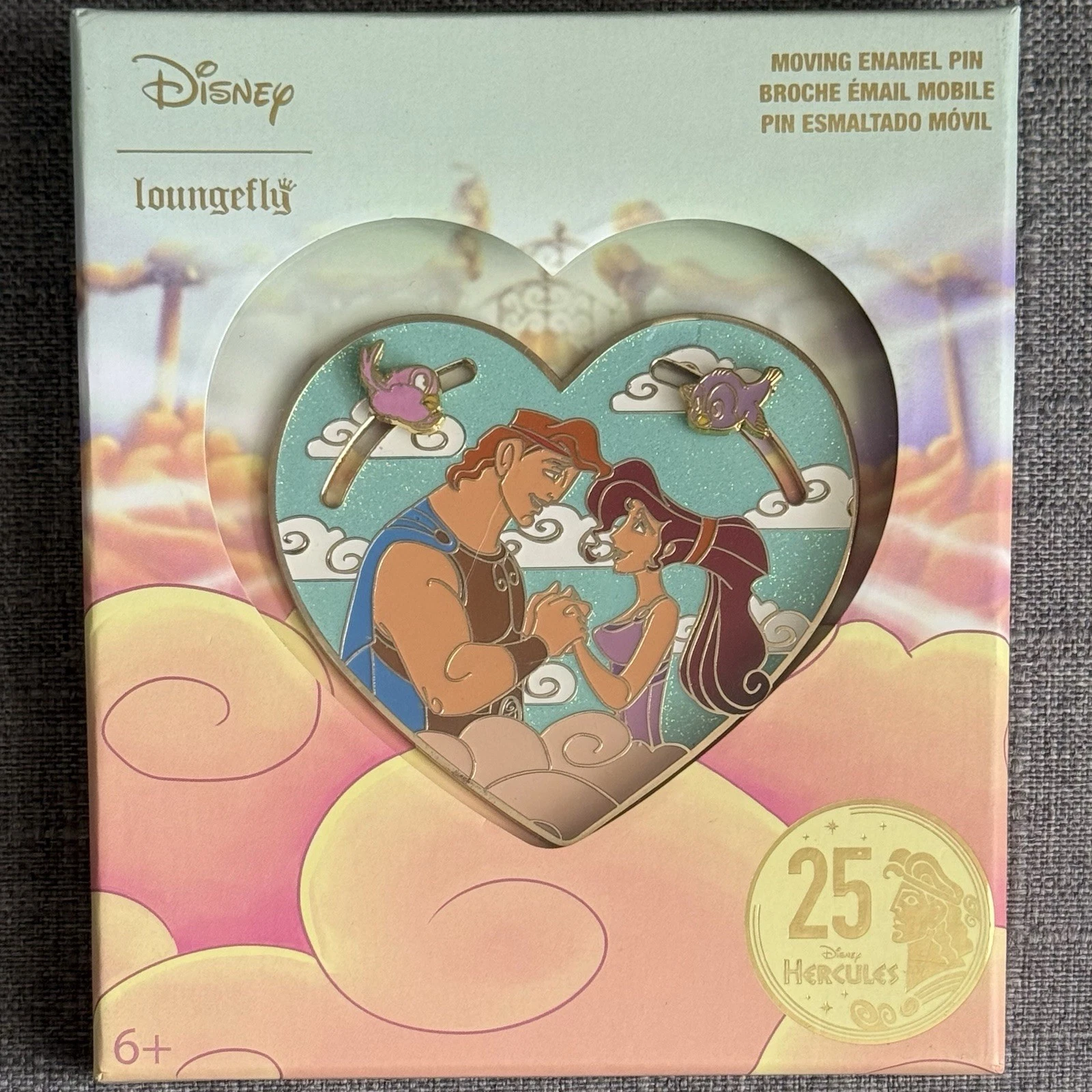 Disney Loungefly Hercules Meg 25th Anniversary Heart LE 1000 Jumbo Pin