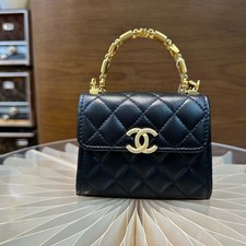 Chanel 22B Kelly Enamel Handle Chain Shoulder Bag Leather Gold HW [Duties Paid]