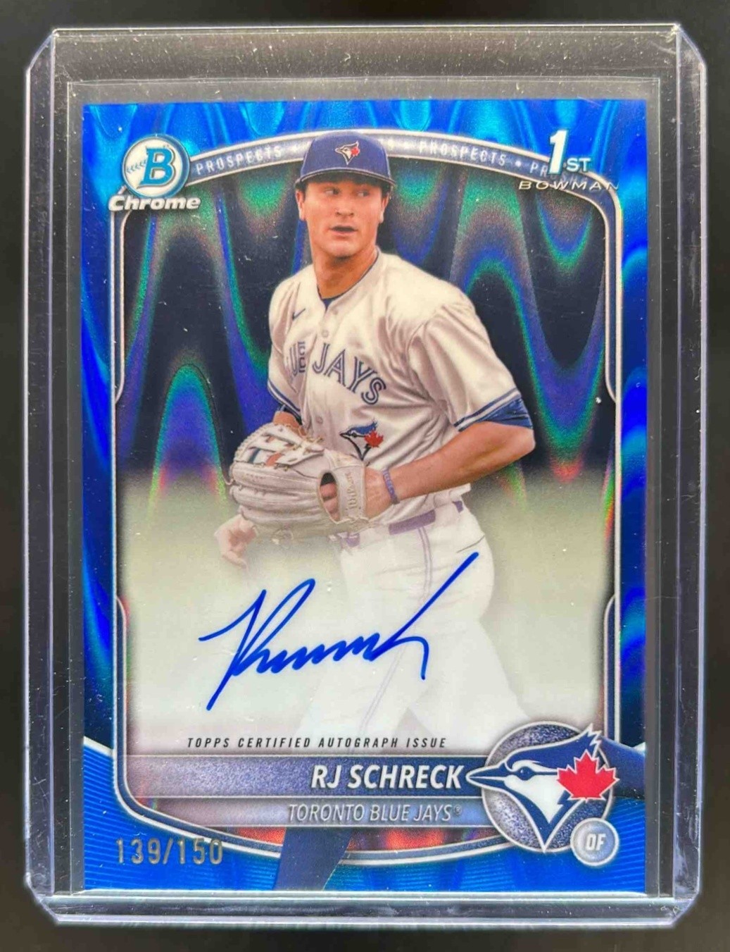 2025 Bowman Chrome RJ Schreck Auto Blue RayWave Refractor 1st #139/150
