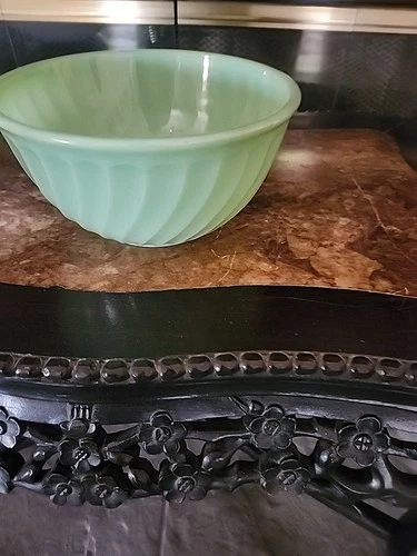 Vtg Fire King Jadeite Swirl Bowl 8" Anchor Hocking Mixing Nesting