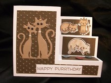 Handmade Cat Birthday Card Multi Level Using Purrthday Marianne Lawn Fawn