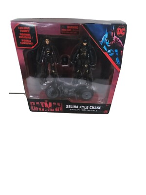 The Batman + Selina Kyle Chase 4'' Action Figure Batcycle 2022 DC MIB Spin Master