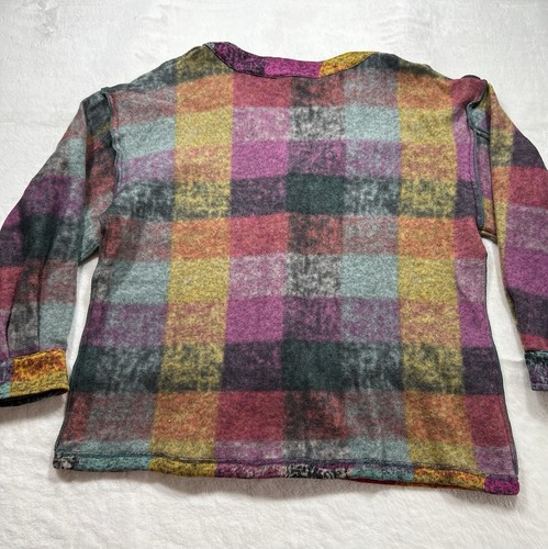 Cárdigan polar a cuadros Bibi suave acogedor suéter de gran tamaño pequeño hippy boho único - Imagen 6 de 8