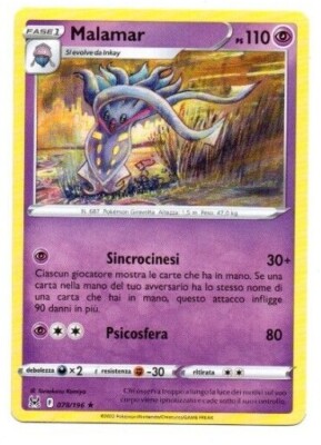 MALAMAR 78 078/196 Rare - ITA MINT - Pokemon Schwert & Schild VERLORENER URSPRUNG
