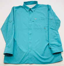 Columbia PFG Shirt Mens XL Turquoise Blue Omni-Shade Bahama Fishing Vented 2485