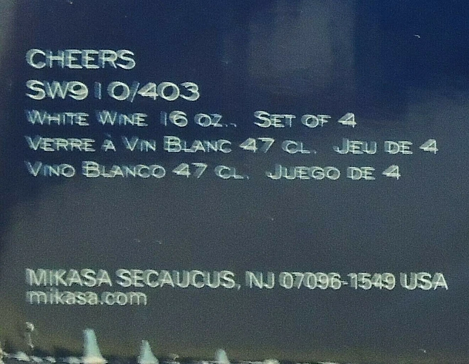 (4) Copas de vino blanco Mikasa Cheers 16 oz - Incluye caja original Foto 3 de 3