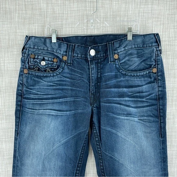 True Religion Hombres Talla 38 Arco Iris Ricky Jeans Dobladillo Desgastado 1201 Foto 3 de 4