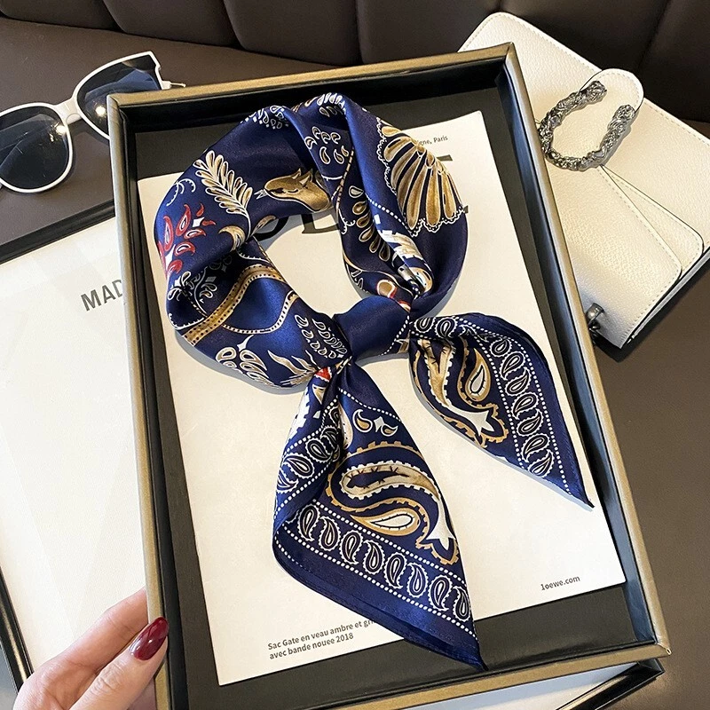 Bufanda cuadrada 100 % seda morera 27"" mujer vintage pájaros flor pañuelo pañuelo Foto 2 de 4