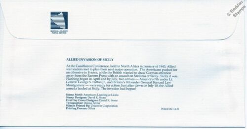 1943 WWII ALLIED INVASION OF SICILY US Landing Craft Marines at LICATA Stamp FDC - Picture 2 of 3