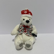 Coca Cola Bean Bag Plush Coke Polar Snow Bear 1999 Striped Vest Bowtie Christmas