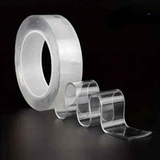 2 PCS Double Sided Tape Traceless Washable Adhesive Invisible Nano Gel 10FT