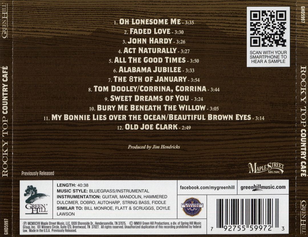 JIM HENDRICKS ROCKY TOP: COUNTRY CAFE NEW CD 792755599723| eBay