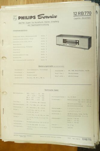Service Manual-Anleitung für Phillips 12 RB 770,Capella, ORIGINAL - Bild 1 von 1