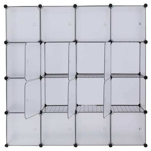 16 Würfel Kleidung Kleiderschrank Tragbar Schrank Modular Schrank Aufbewahrung Organizer, Weiß - Bild 5 von 6