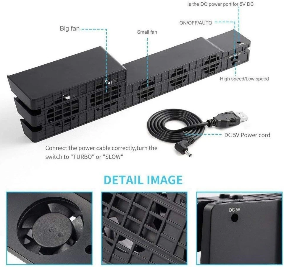 Ventilador de refrigeración externo Boosting Turbo Cooler para consola de juegos Playstation PS4 Pro Foto 3 de 4