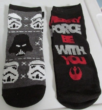 Star Wars Socks Mens Size 6-12 Novelty Ankle No Show 2 PR Merry Force