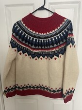 Vintage Eddie Bauer Womens Sweater Size M 100 Wool Nordic Fair Isle