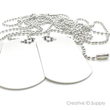 25pcs BLANK DOG TAG STAINLESS STEEL MILITARY SPEC WITH 25pcs 24" S/S NECKLACES