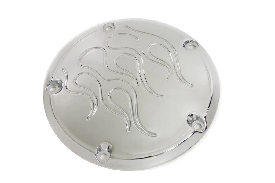 Cubierta Flame Derby cromada para Harley Davidson Foto 3 de 4