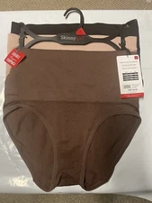 Skinnygirl By Bethenny Double Layer Shaping Seamless Briefs Nude/ W/ Black 3pk L