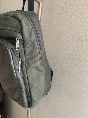 Nine West Light Green Canvas Backpack Y2K Y2K Nine West army green nylon backpack | eBay main image 2