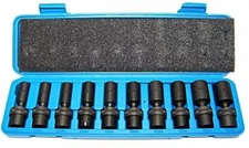 10 pcs  3/8"  Drive Universal Swivel Deep Impact Socket Set CR Molybdenum Metric