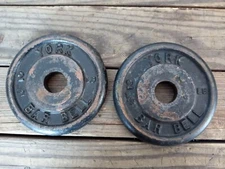 TWO 2.5 LB Standard Size Weight Plates YORK BAR BELL PLATES