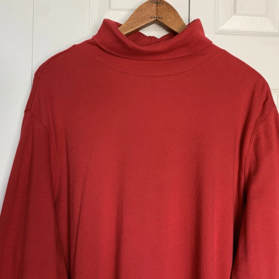 Pullover de cuello alto para mujer LAURA SCOTT talla grande 24/26W algodón rojo Foto 3 de 4