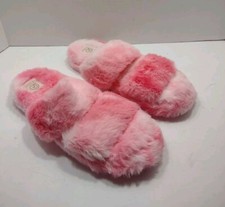 Women's Chinese Laundry Faux Fur Slippers Size 5/6 S Pink Tie Dye NEW