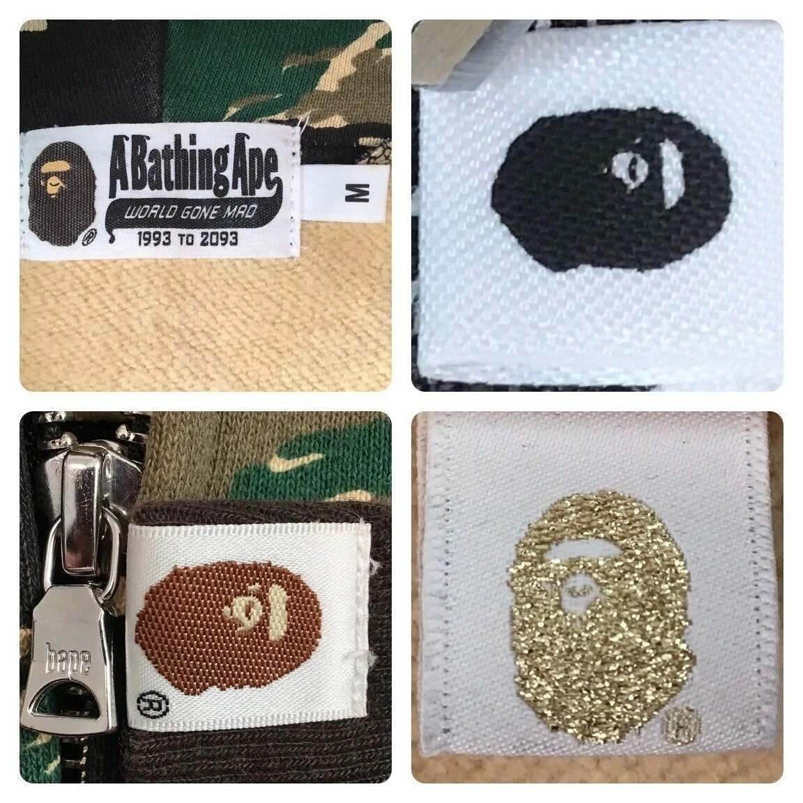 A BATHING APE (BAPE) Felpa con cappuccio e zip intera BAPE Tiger Camo RICAMO Shark A Bathing Ape taglia M USATA JP