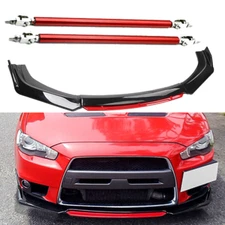 For Mitsubishi Lan Front Bumper Lip Body Kit Splitter Spoiler Glossy Black Red