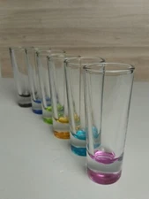 Vintage Crisa Set of 6 Tequila Tall Shot Glasses Multi-Colored