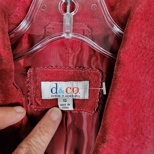 Denim &Co. Women's XS Red Leather Jacket With Pockets Suede - Picture 2 of 7