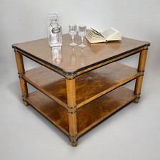 Tavolino tavolo antico da salotto basso In stile Art Deco piu ripiani Radica 