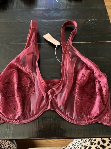 Dobreva Women’s Lace Bra Front Closer Plungy And Sexy See Through Deep Red # 5 - Picture 2 of 7