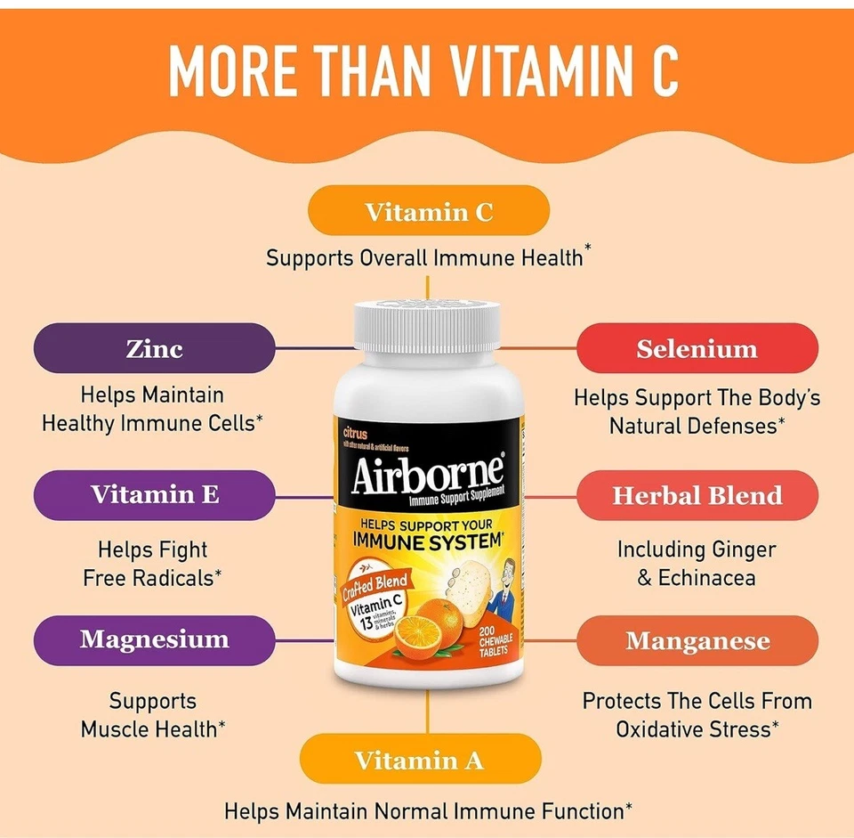 Vitamina C en el aire + 13 vitaminas 200ct comprimidos masticables con sabor a cítricos 06/2026+ Foto 4 de 4