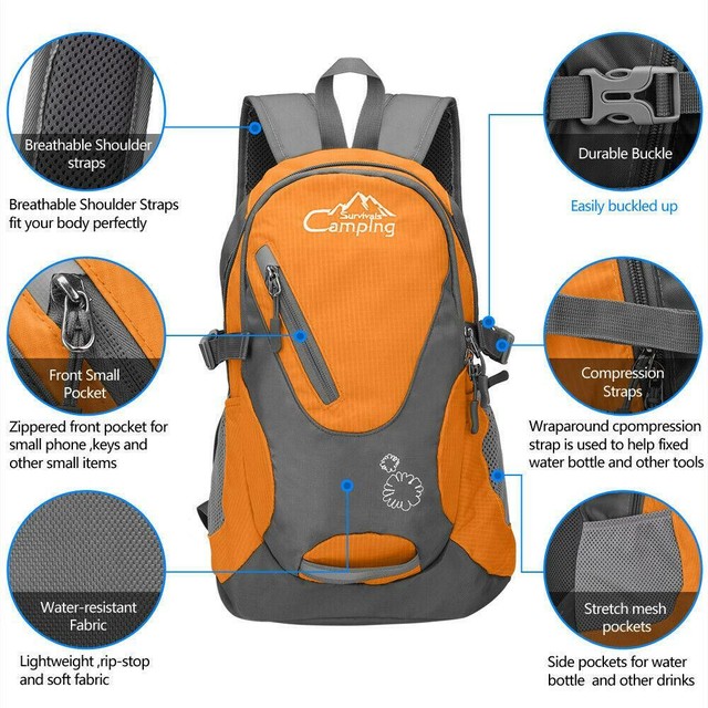 Purple /& Orange Mardingtop 15L Hiking Backpack Walking Camping Cycling