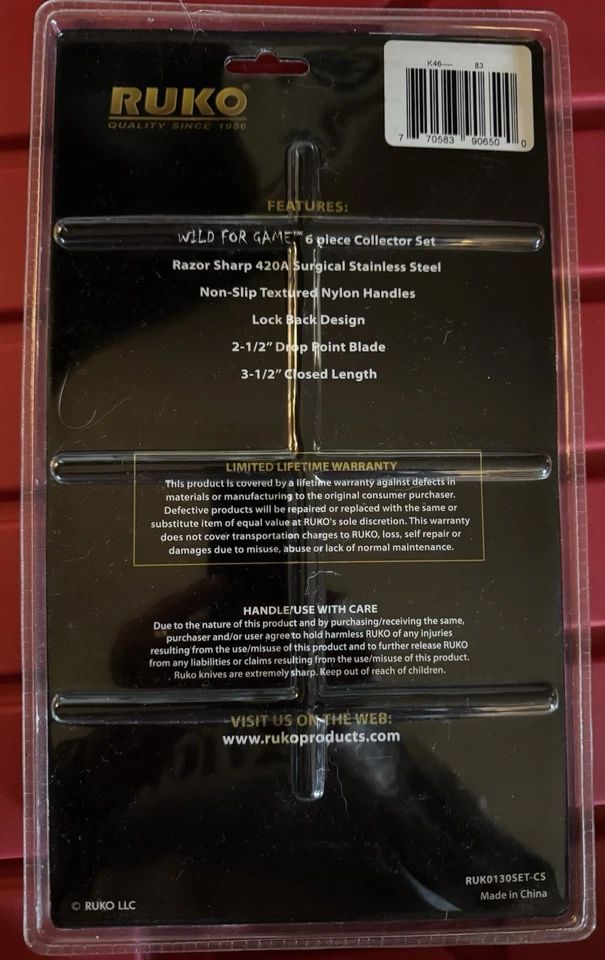 Juego de cuchillos plegables Ruko Outfitter Wild para coleccionista de juegos nuevo en paquete Foto 2 de 4
