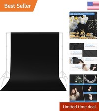 Versatile 5x7 ft Black Backdrop with Rod Pocket - Ideal for Events Portraits