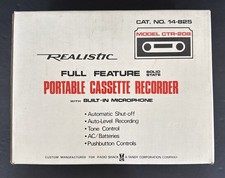 Radio Shack Realistic CTR-208 Portable Cassette Recorder Built In Microphone NOB