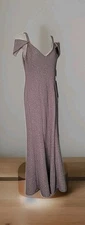 NW Nightway Womens Glitter Long Formal Evening Dress Gown Champagne Size 10 New